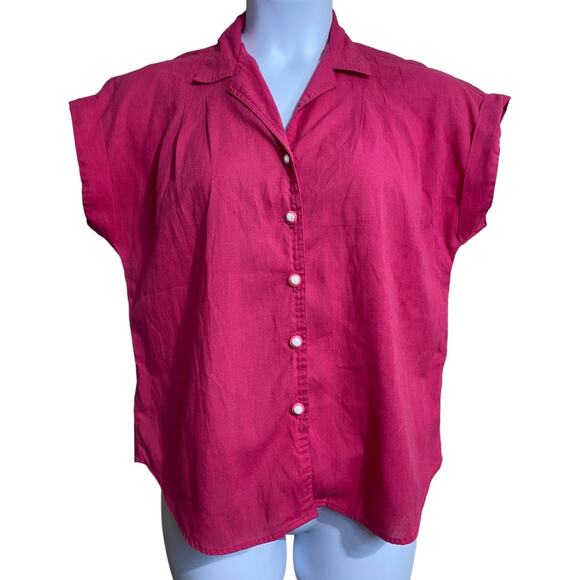 Cabrais Vintage magenta pink button front blouse - Size 14 - Picture 1 of 7